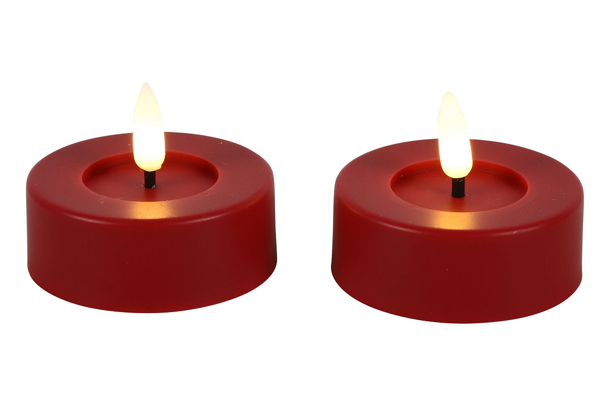 Countryfield LED Theelicht Maxi rustiek 6,7cm 2 stuks - rood