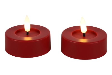 Countryfield LED Theelicht Maxi rustiek 6,7cm 2 stuks - rood