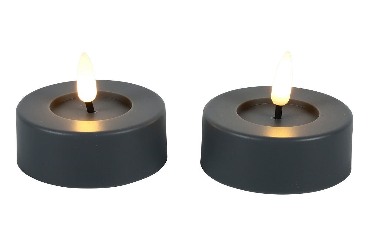 Countryfield LED Theelicht Maxi rustiek 2 stuks - grijs