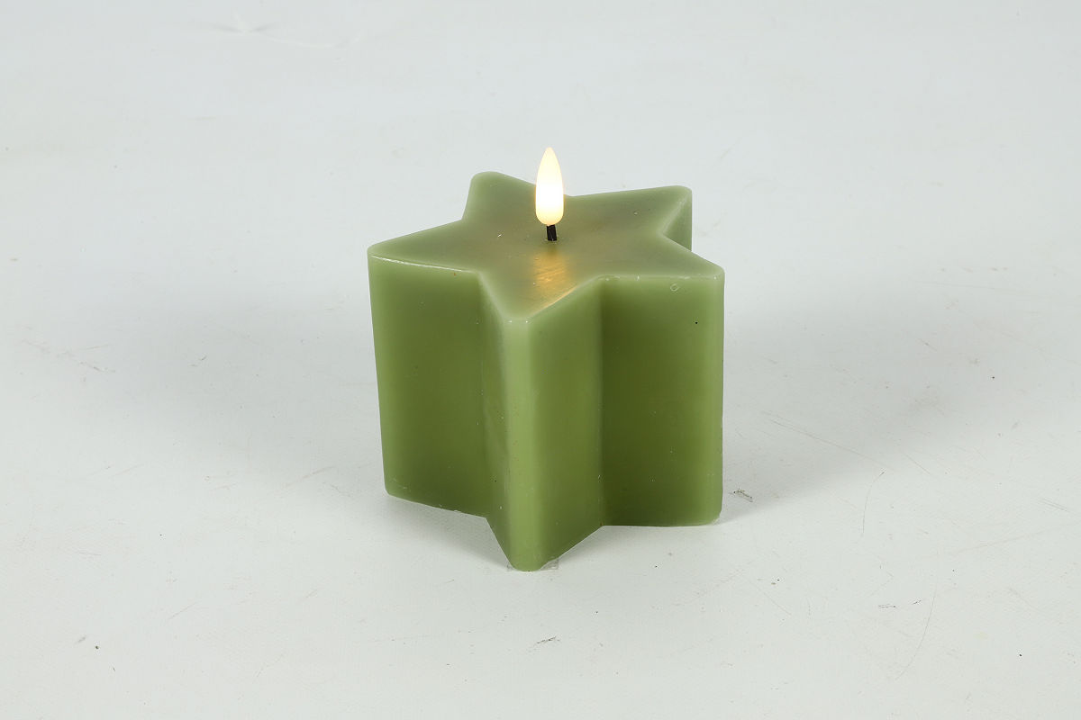 Countryfield LED Kaars ster S 10x10,5cm - l.groen