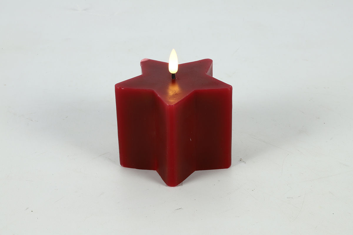 Countryfield LED Kaars ster S 10x10,5cm - rood