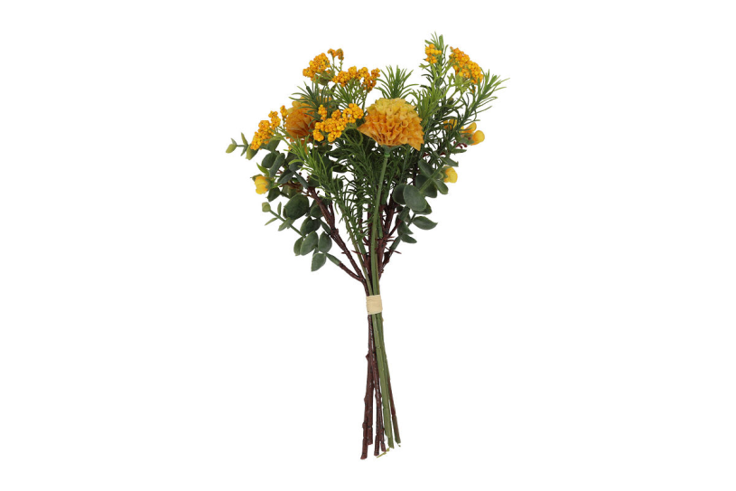 Countryfield Kunstbloem Dahlia Pompon Boeket geel 33cm