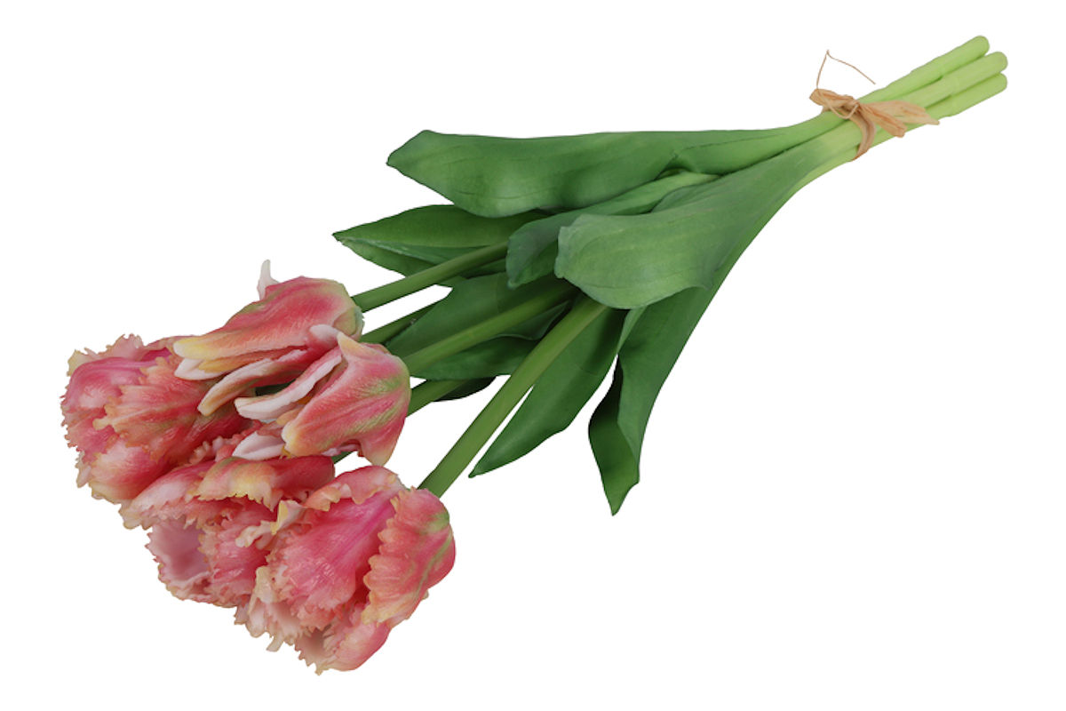 Countryfield Kunstbloem Tulipa boeket 47cm zalm/creme