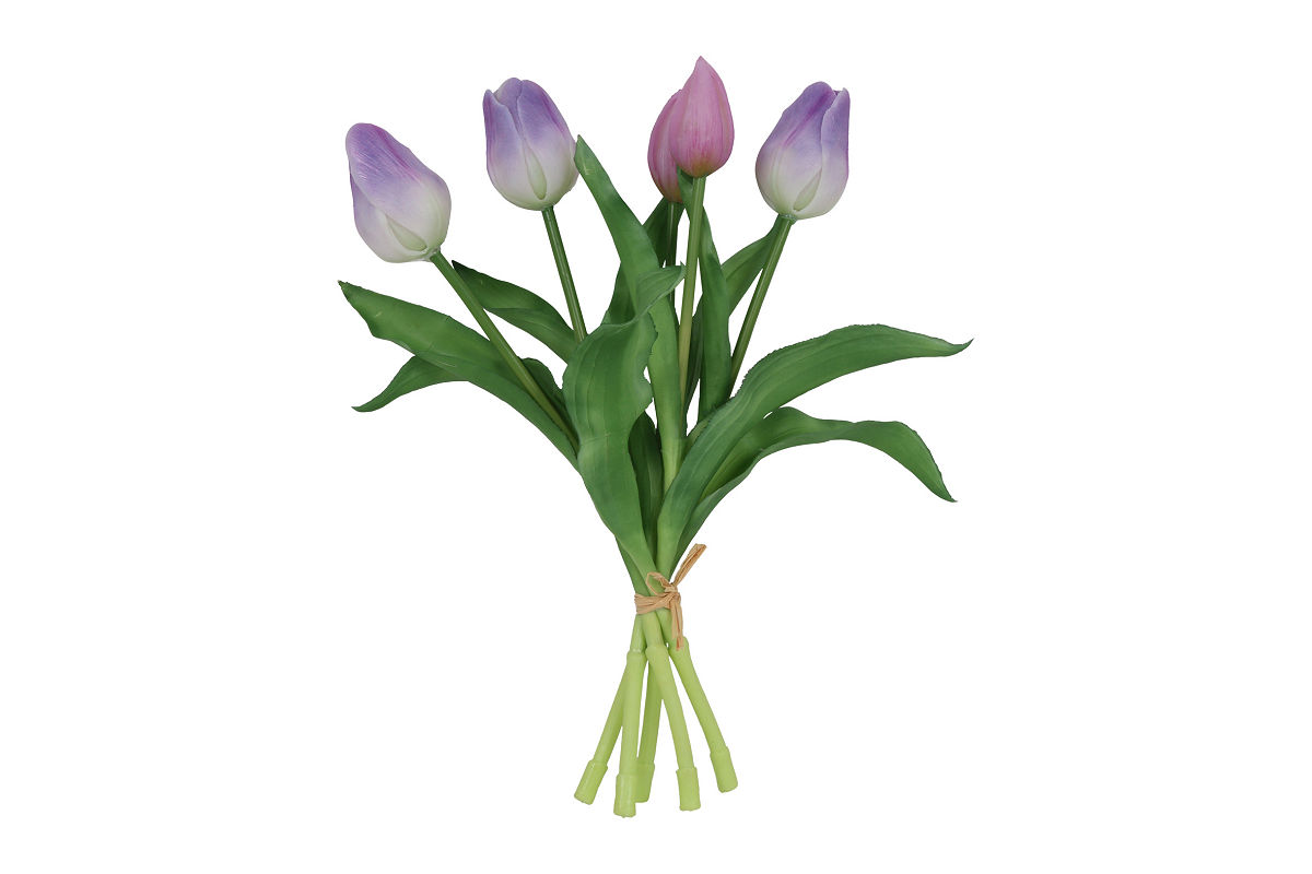 Countryfield Kunstbloem Tulipa boeket 28cm paars/wit