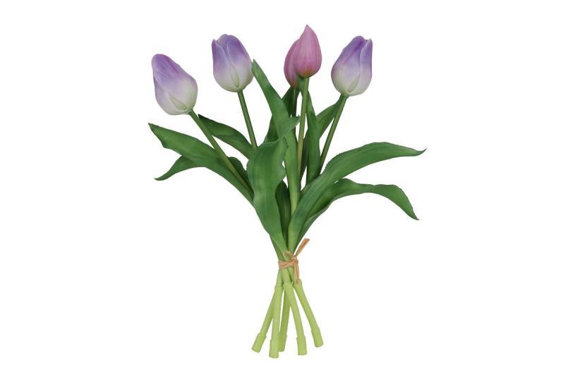 Countryfield Kunstbloem Tulipa boeket 28cm paars/wit
