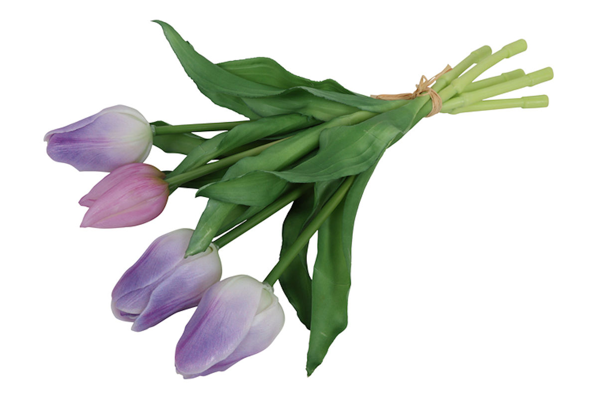 Countryfield Kunstbloem Tulipa boeket 28cm paars/wit