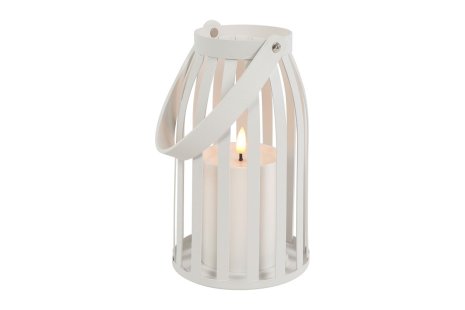 Countryfield Windlicht m/LED kaars Leon S wit 12x12x20cm