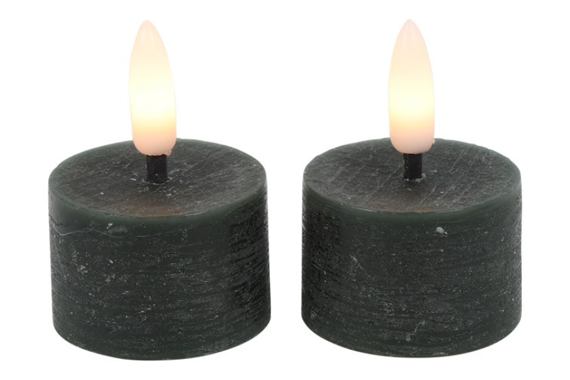 Countryfield LED Theelicht rustiek 4cm 2 stuks - d.groen