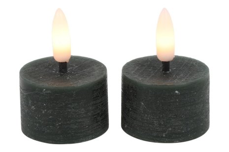 Countryfield LED Theelicht rustiek 4cm 2 stuks - d.groen
