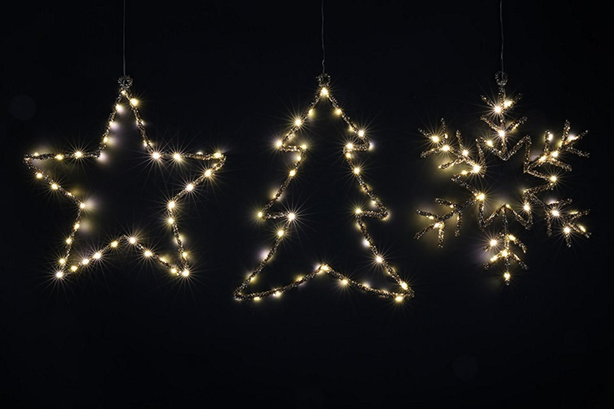 Countryfield LED Boom, Ster, Sneeuwvlok goud 40LED 39x41cm