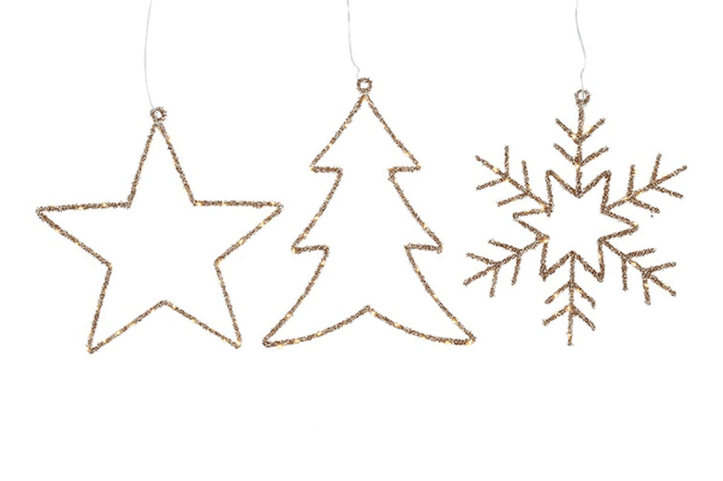 Countryfield LED Boom, Ster, Sneeuwvlok goud 40LED 39x41cm