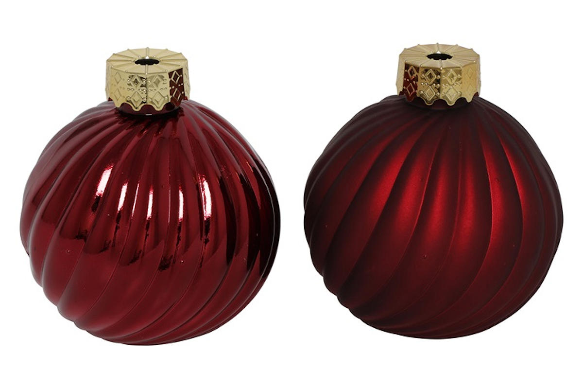 Countryfield Kerstbal ro Stripe a2 d.rood Ø10cm