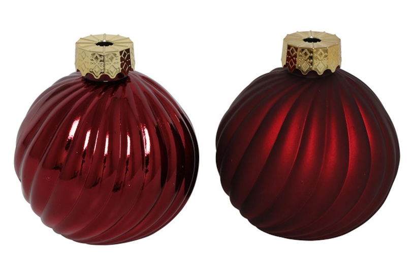 Countryfield Kerstbal ro Stripe a2 d.rood Ø10cm