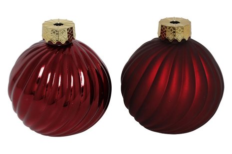 Countryfield Kerstbal ro Stripe a2 d.rood Ø10cm