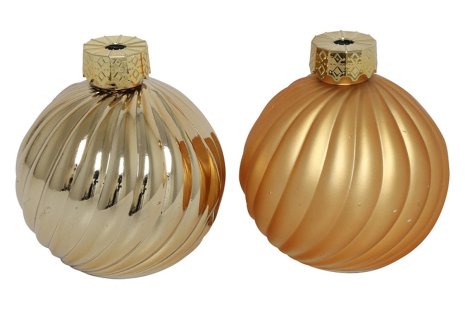 Countryfield Kerstbal ro Stripe a2 goud Ø10cm