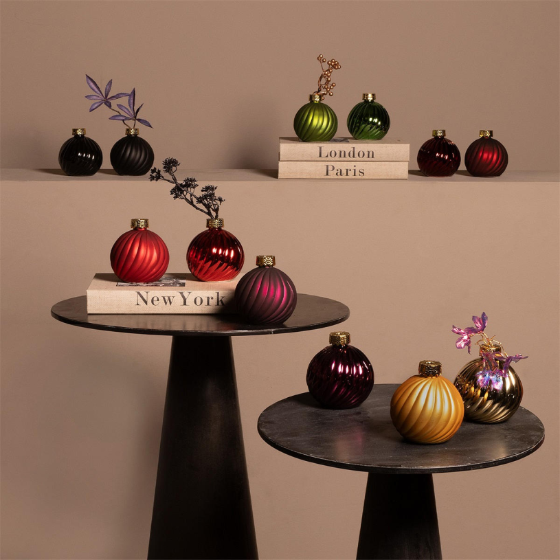 Countryfield Kerstbal ro Stripe a2 goud Ø10cm