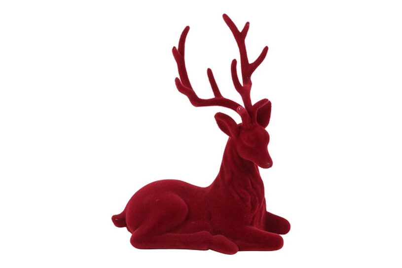 Countryfield Hert zittend gevlokt Mea S rood 20x10x24cm