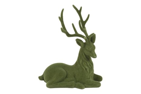 Countryfield Hert zittend gevlokt Mea S groen 20x10x24cm