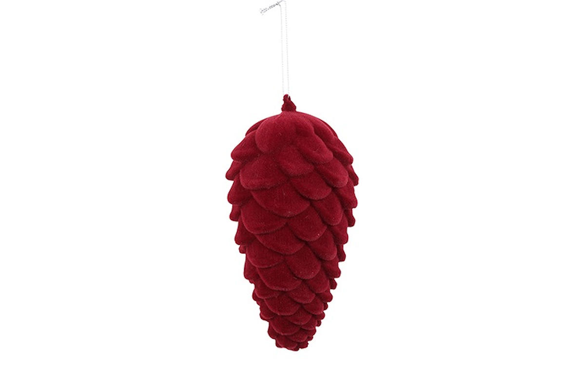 Countryfield Dennenappel Flocked Mea S rood 8x8x20cm