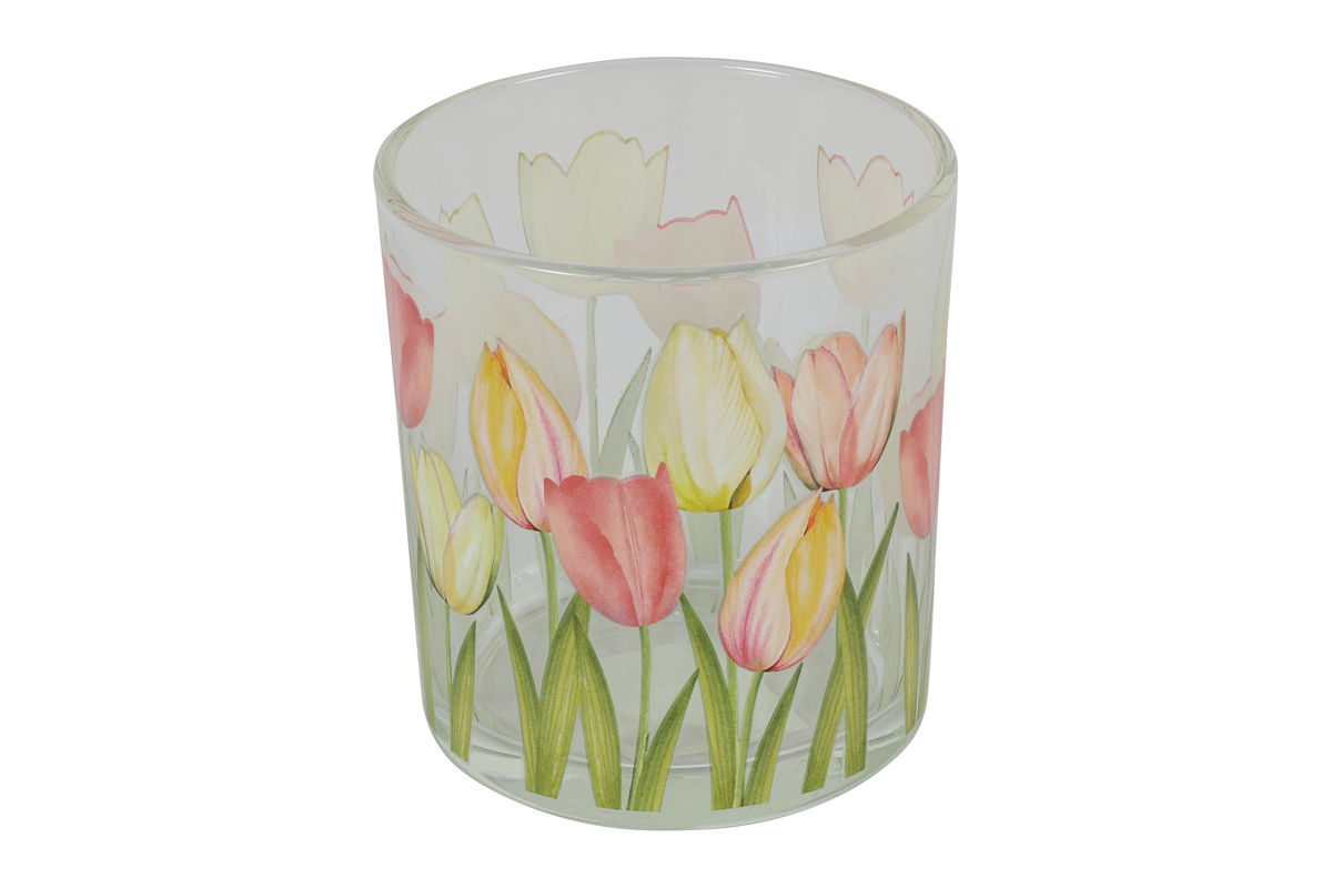 Countryfield Theelichthouder tulpen Lieve helder 7x7x8cm