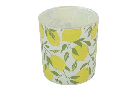 Countryfield Theelichthouder citroen Lieve wit/geel 7x7x8cm