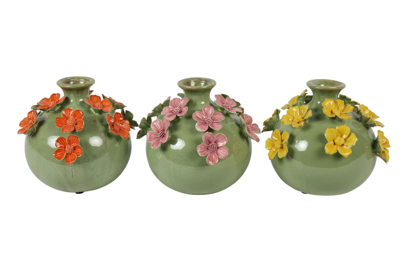 Countryfield Vaas Fleur M a3 geel/groen/roze 17x17x15cm