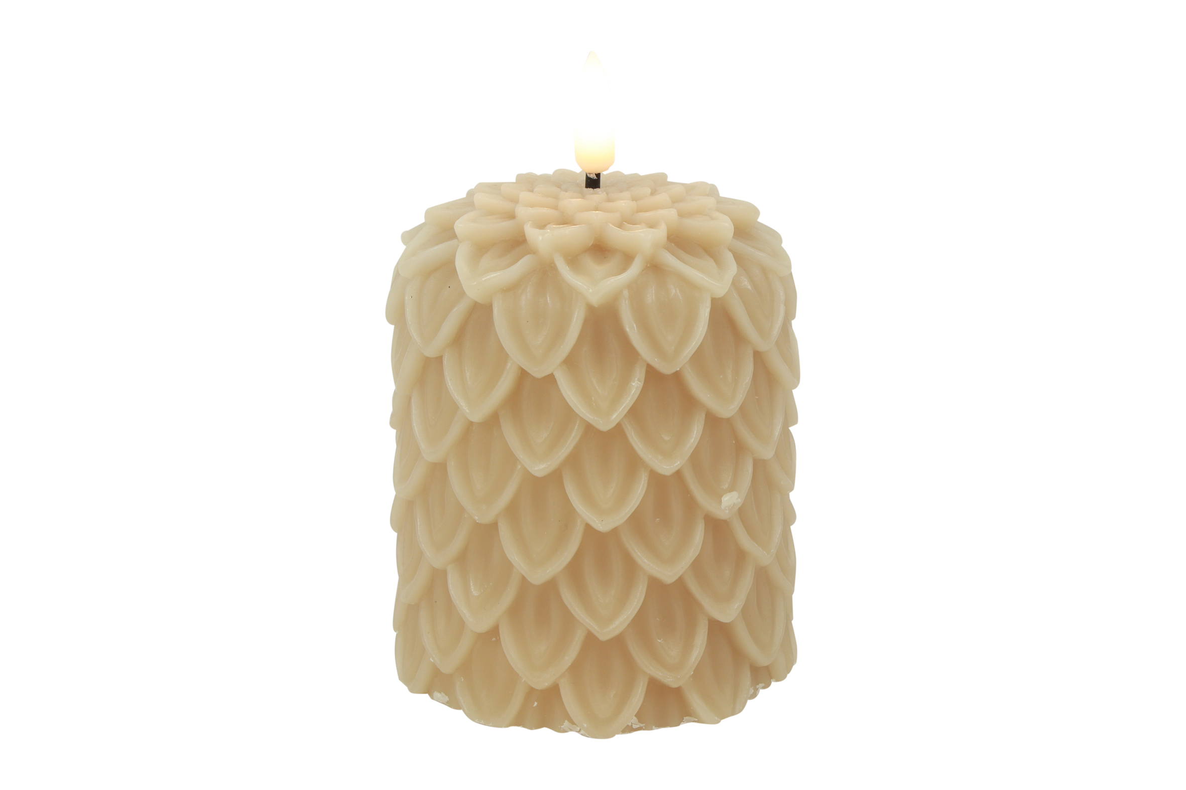 Countryfield Dennen kaars LED S 8,5x8,5x10cm - beige
