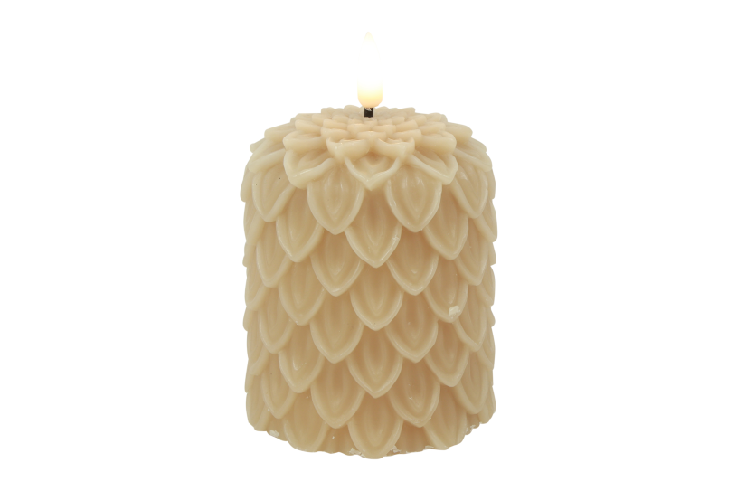 Countryfield Dennen kaars LED S 8,5x8,5x10cm - beige