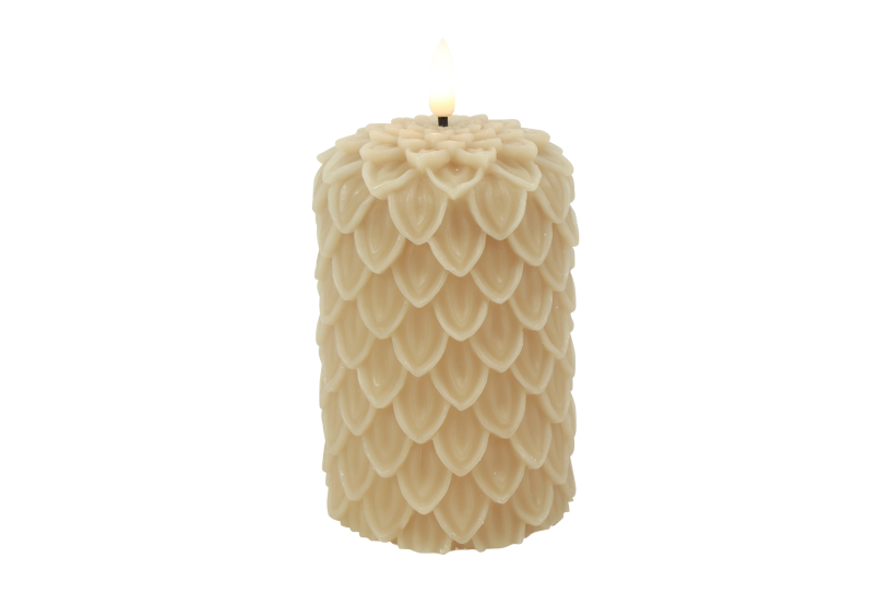 Countryfield Dennen kaars LED M 8,5x8,5x12,5cm - beige