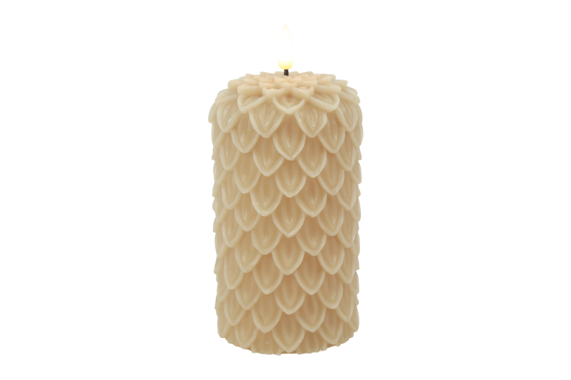 Countryfield Dennen kaars LED L 8,5x8,5x15cm - beige