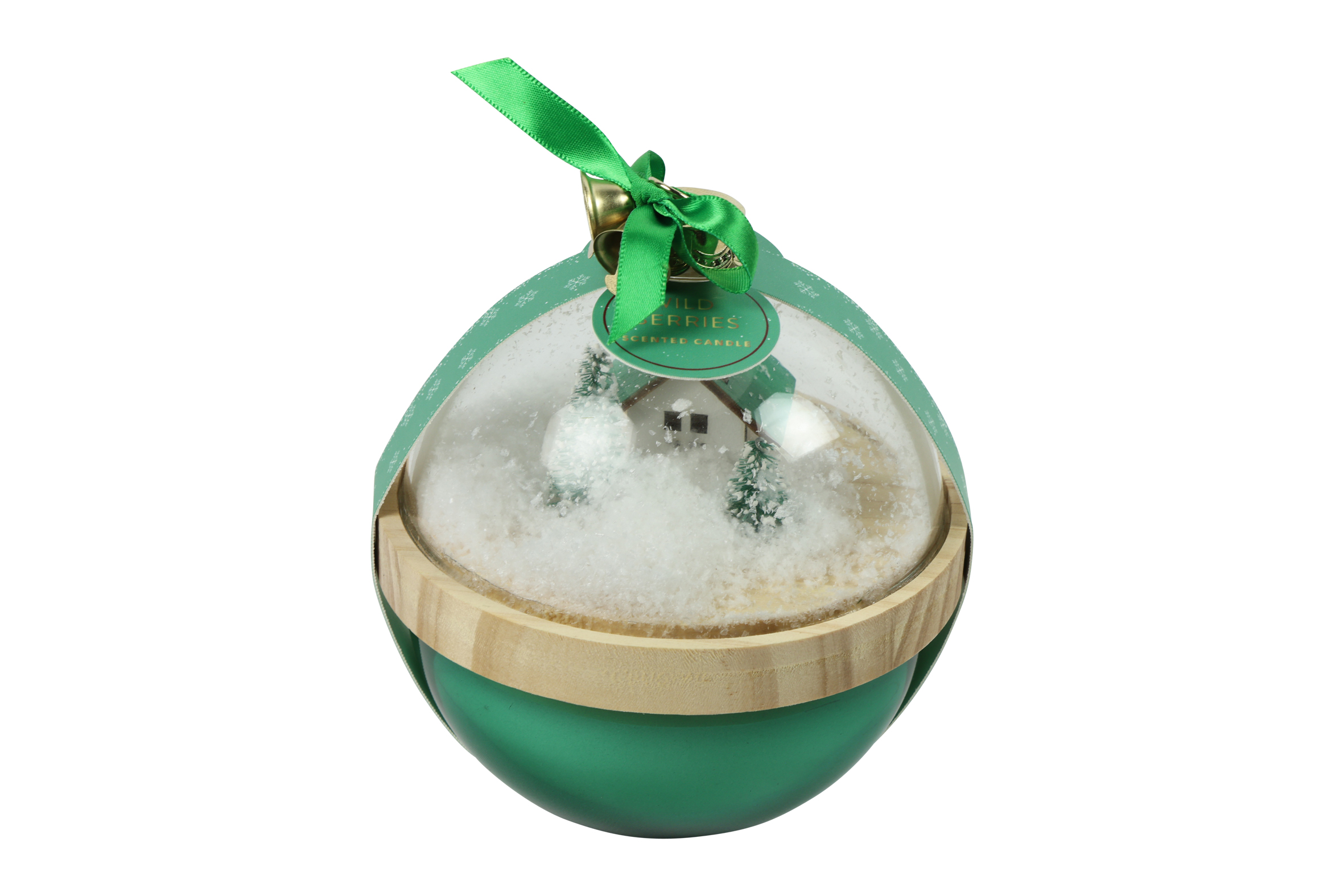 Countryfield Kaars Kerstbal Heine 11x11x12cm - groen