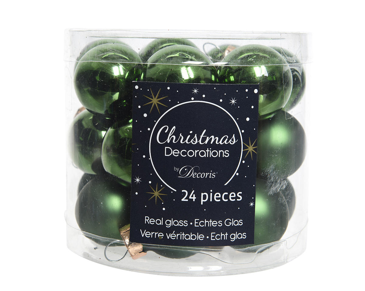 Kerstbal Glas 2.50cm 24 stuks - Groen
