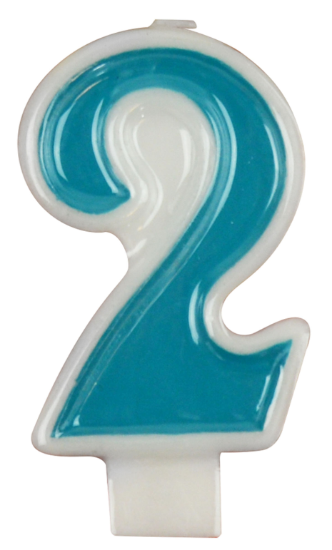 Nummerkaars Feest 7cm assorti - cijfer 2