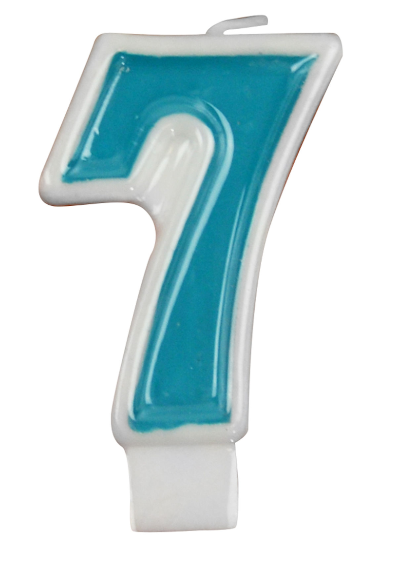 Nummerkaars Feest 7cm assorti - cijfer 7