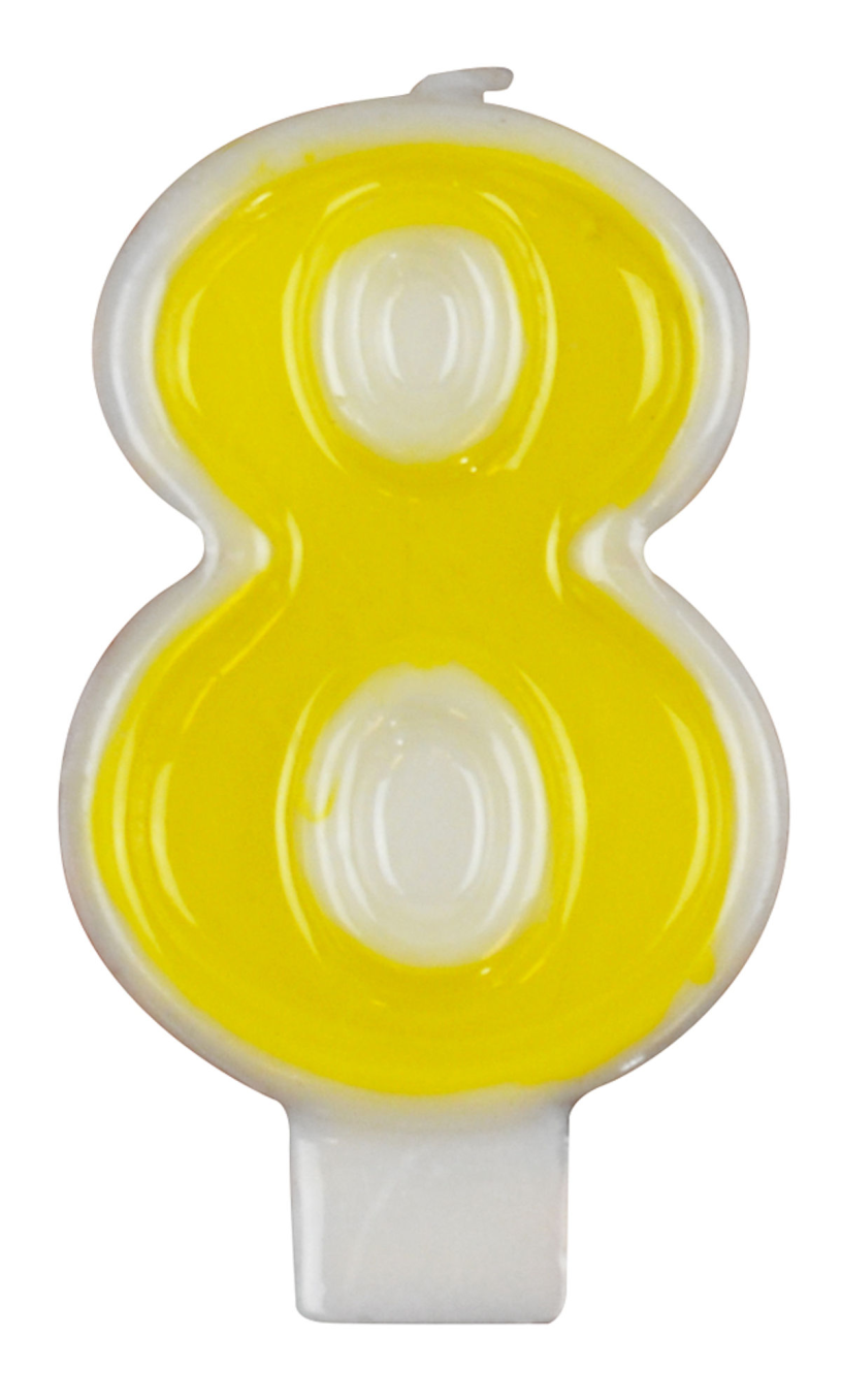 Nummerkaars Feest 7cm assorti - cijfer 8