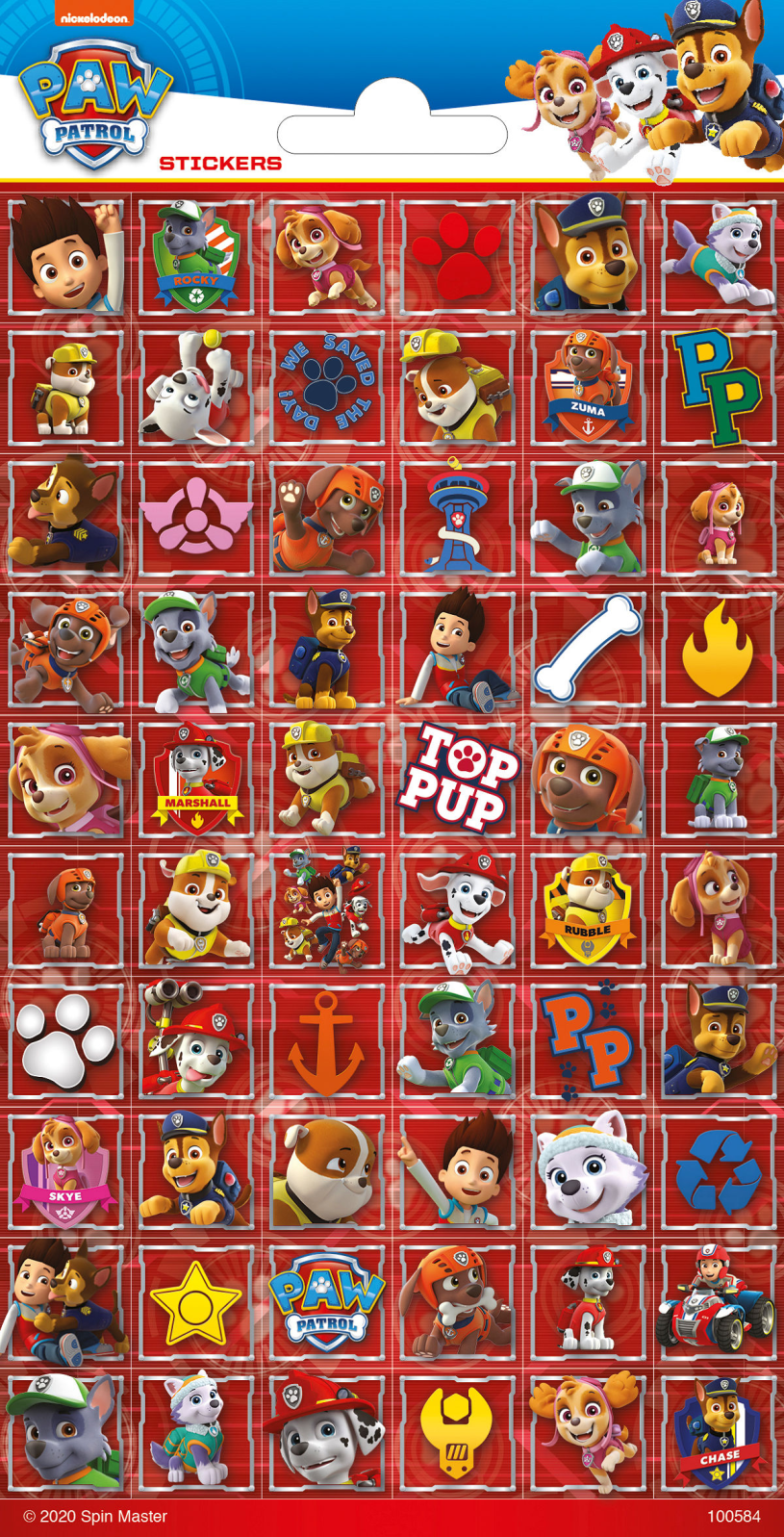 Totum Twinkle Stickers Glitter Sheet Paw Patrol Rood