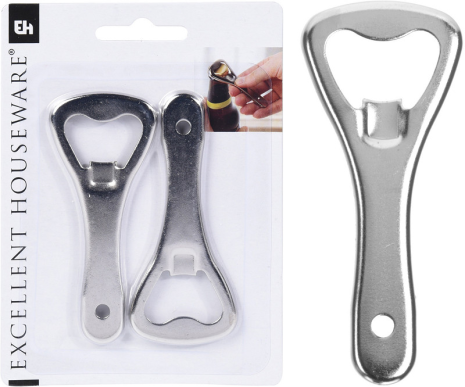 EH Flesopener metaal 9cm 2-delig