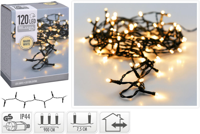 Verlichting 120LED 9M Warm Wit - IP44