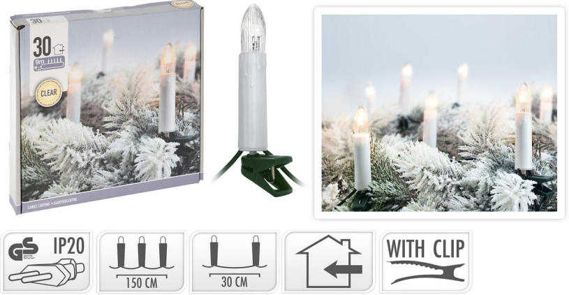 Verlichting 30 Kaarsen 9M Warm Wit - IP20