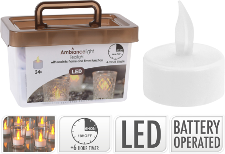 Theelicht Led Timer 24 stuks in emmer