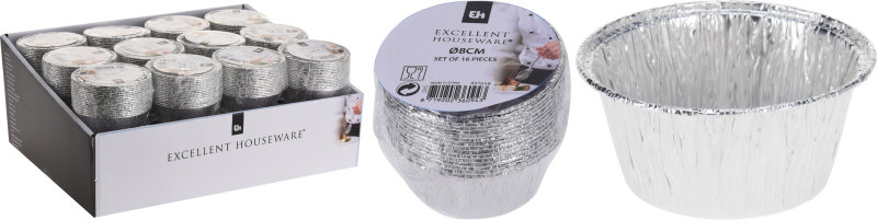 EH Aluminium schaaltje rond Dia 8cm 16 stuks
