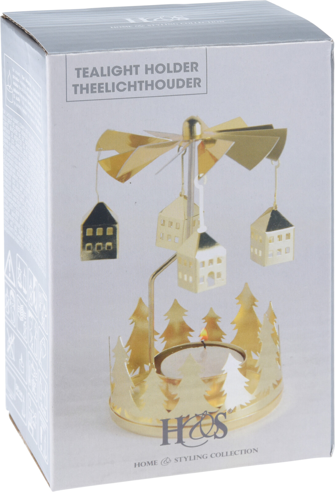 Theelichthouder Carousel - Goud 13x8cm
