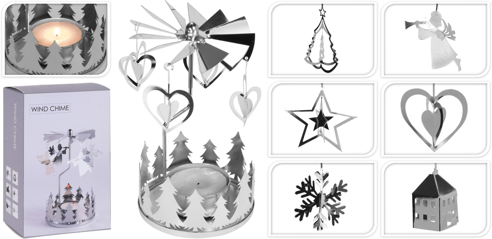 Theelichthouder Carousel - Zilver
