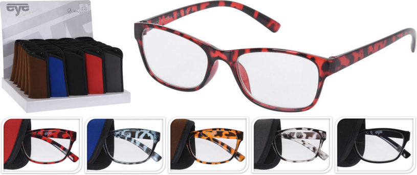 Leesbril in koker 5 assorti kleur