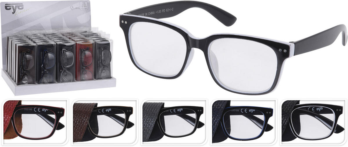 Leesbril in hoesje 5 assorti kleur