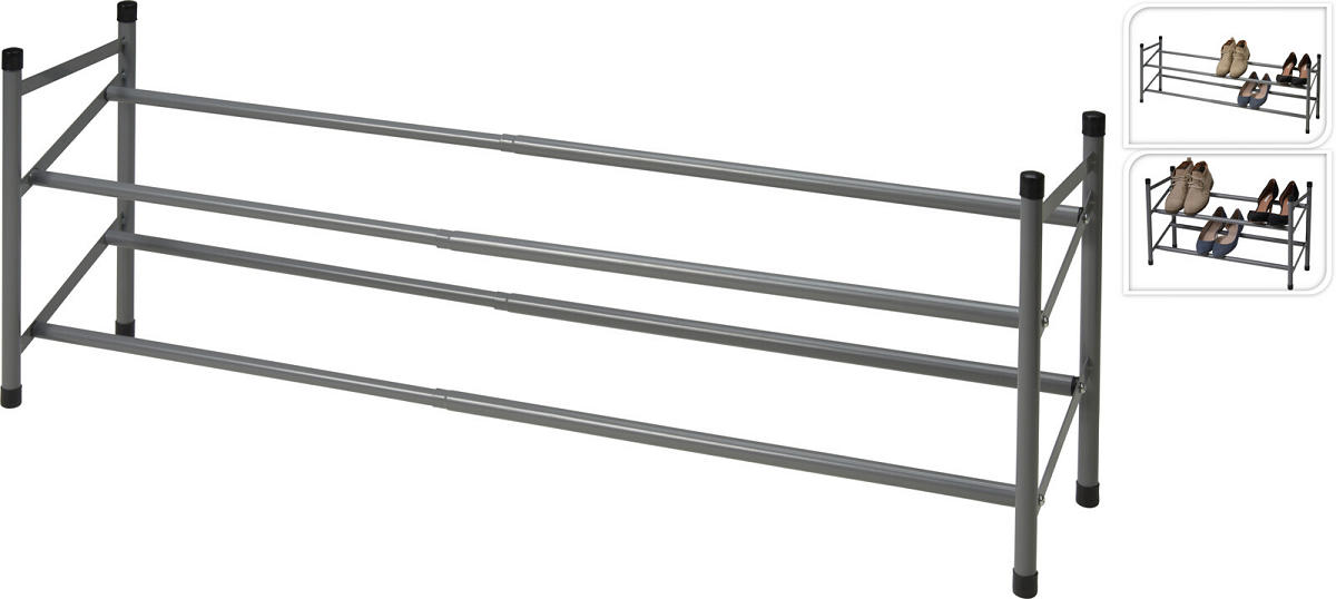 Schoenenrek 2 laags RVS uitschuibaar 61,5-115cm