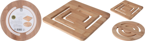 Onderzetter pannen bamboe 20x20cm assorti