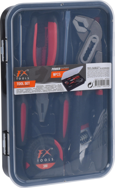 FX Tools Gereedschapset 9-delig in opbergdoos