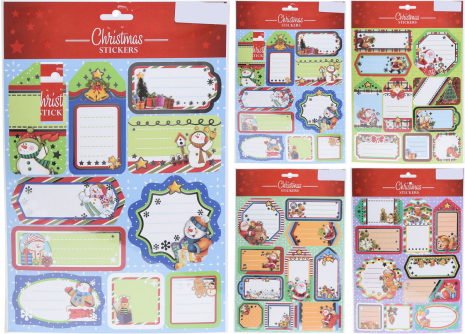 Geschenkstickers 20X30cm 4 assorti