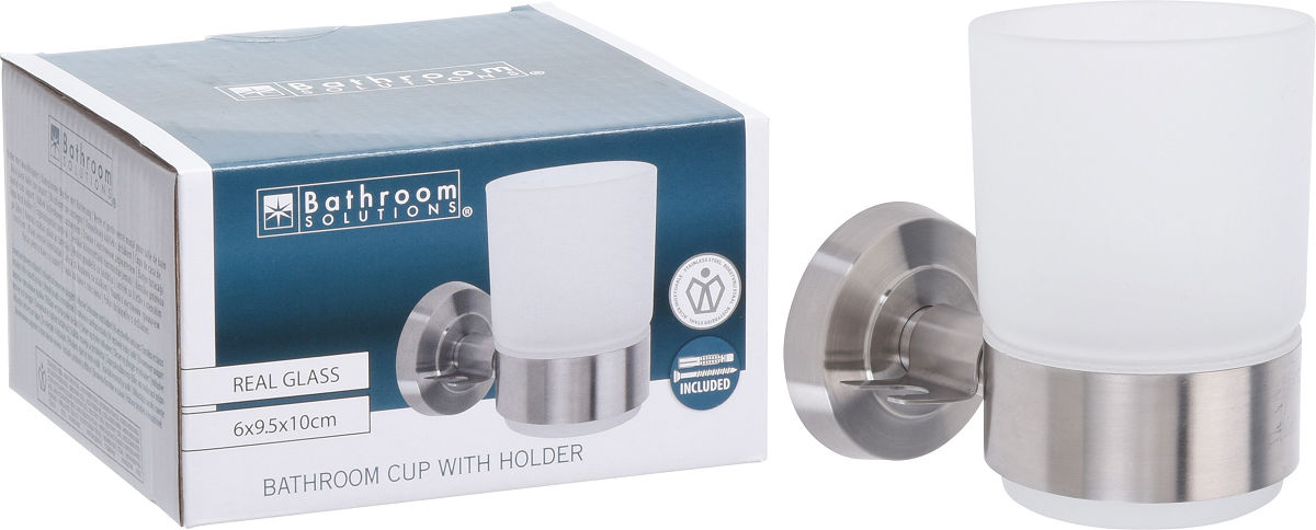 BS Beker glas met wandhouder 6 x 9.5 x 10cm